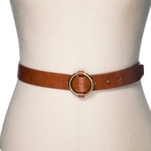 Brown Leather Belt with Circle Buckle